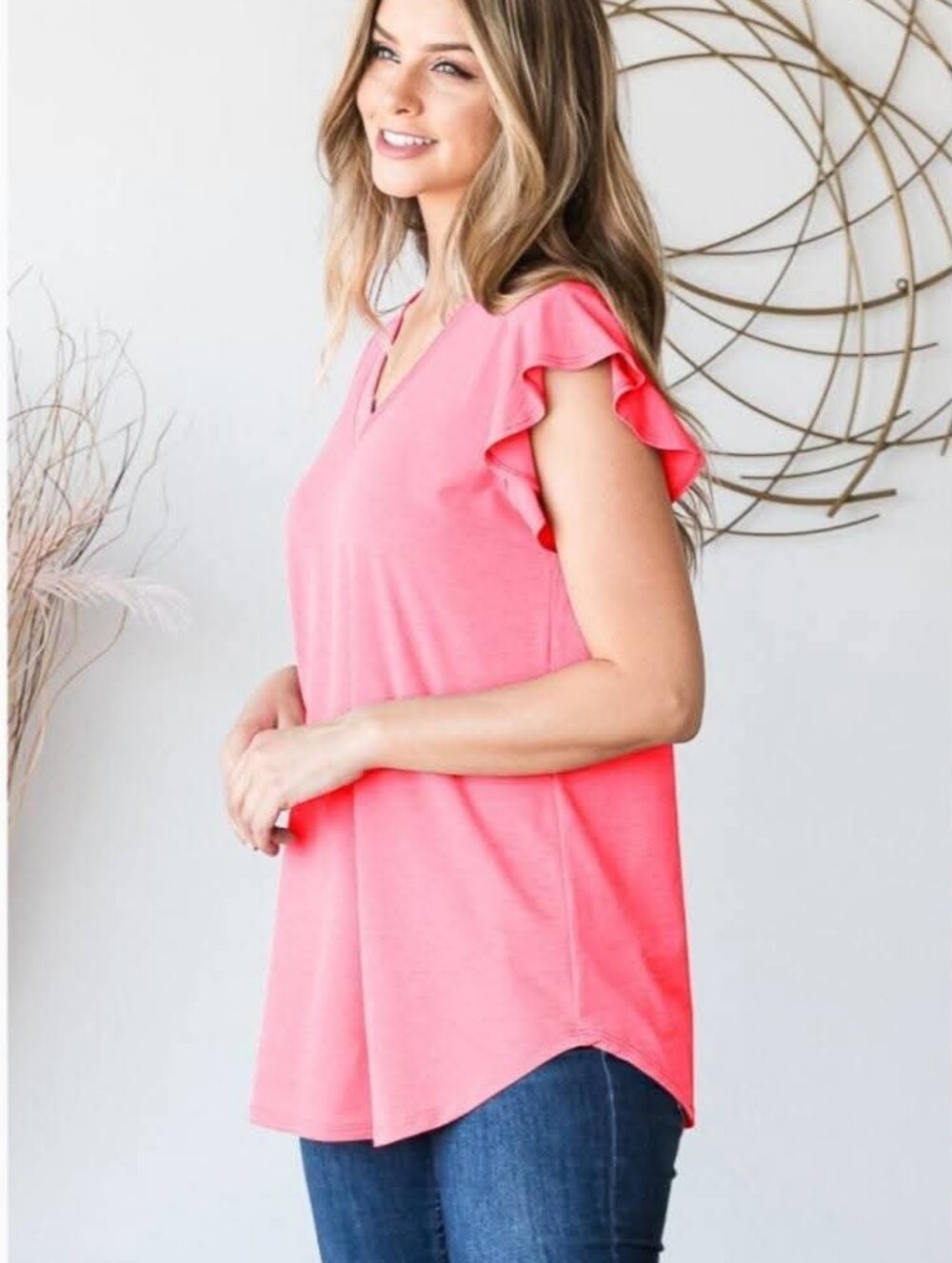 New Heimish Neon Pink Bulgari Vneck Top